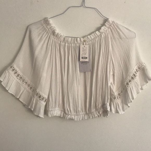 Beachy, off the shoulder top with crochet detail - Picture 1 of 4